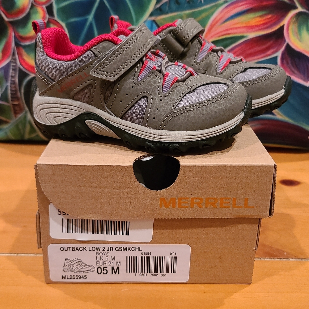 Merrell Kids' Outback Low Shoes - Gray and Red Toddler Size 5M New In Box